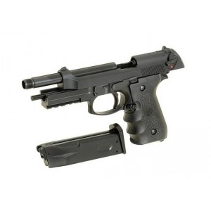 Страйкбольный пистолет (KJW) M9A1 металл с глушителем Black GBB